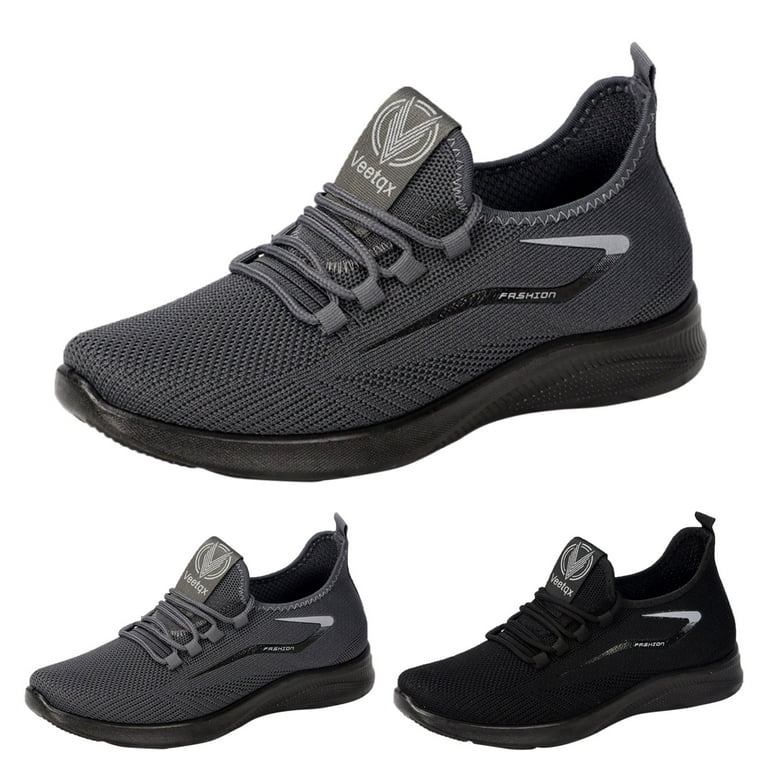 PEASKJP Men Shoes, Grey Tennis Sneakers, Breathable