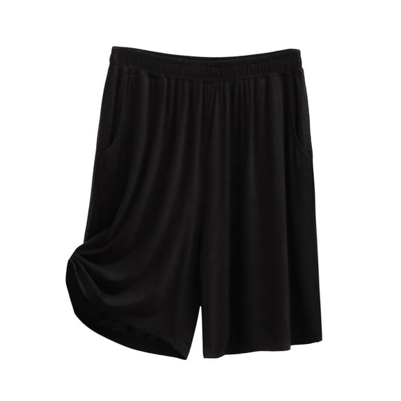 PEASKJP Men Shorts Summer Men's Elastic-Waist Casual Stretch Short Shorts (Black,3XL)