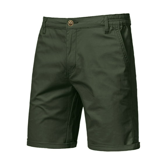 PEASKJP Men's Cargo Casual Shorts Summer Cotton Classic Relexed Fit Zip Twill Shorts Green M 30