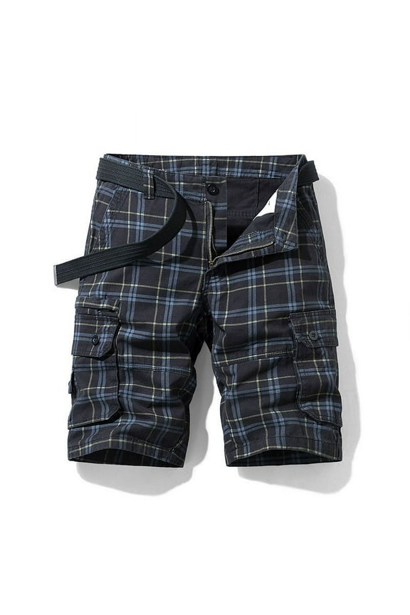 Men's Cargo Shorts Cargo Shorts Elastic Waist Drawstring Cotton Casual Outdoor Lightweight Multi Pocket Short (Black,36)