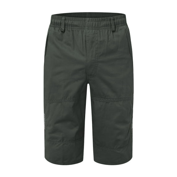 PEASKJP Men's Cargo Shorts Men's Active Normal Waist Loose Multi-Pocket Versatile Twill Cargo Shorts (Green,5XL)