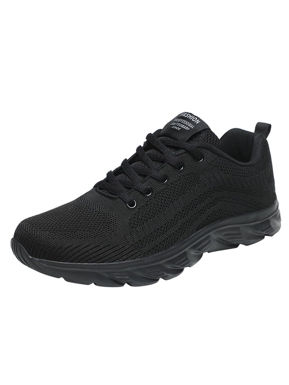 Men's Casaul Sneakers Outdoor Sports Shoes Ventilated Anti-Slip Comfort Lightweight Mesh Casual Shoes Trainers Sneakers Black 42