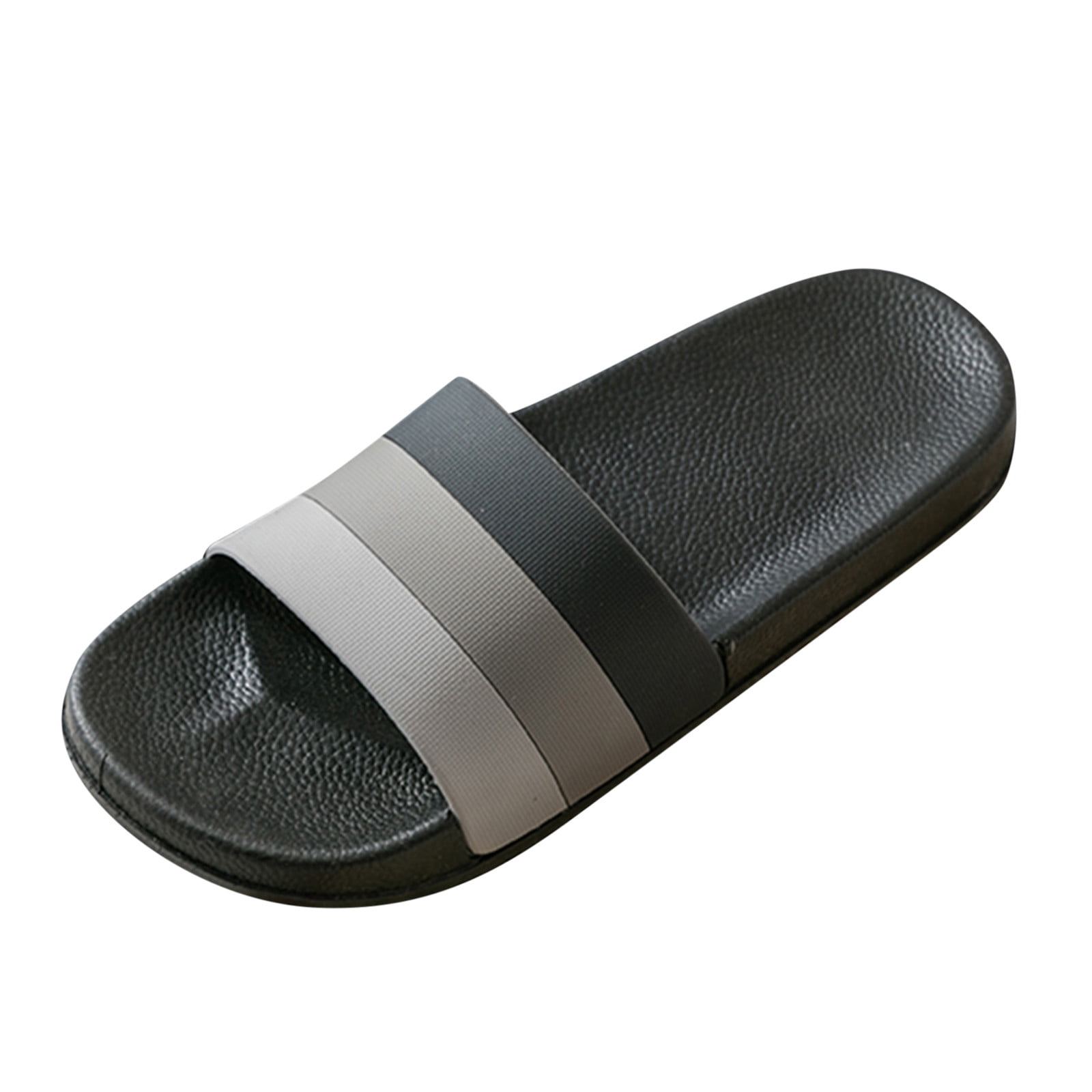 PEASKJP Men s Casual Beach Slides Anti Slip Slippers Memory Foam Slide Sandals Male Footbed Sandals Black 44