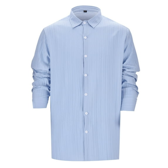 PEASKJP Men's Casual Button-Down Shirts Dress Shirt Button Down Retro Party Shirt Men Shirts (Blue,S)
