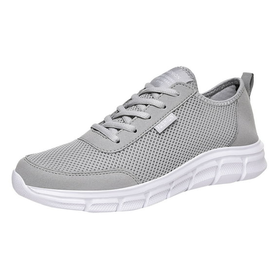 PEASKJP Men's Fashion Dress Sneakers Mesh Breathable Oxfords Business Casual Walking Shoes (Grey,11.5)