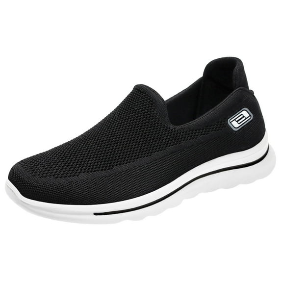 PEASKJP Men's Fashion Sneakers Breathable Lightweight Mesh Anti-Slip Slip On Tennis Gym Outdoor Running Shoes Black 43