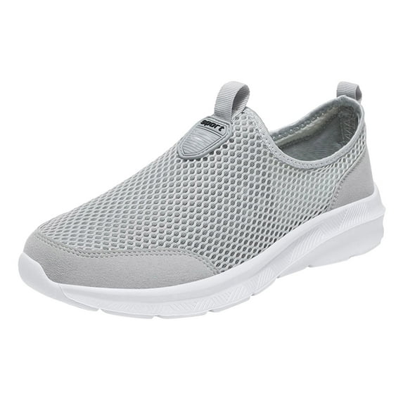 PEASKJP Men's Fashion Sneakers Mesh Breathable Lightweight Soft Insole Comfort Low-Top Lace Up Hiking Gym Fashion Sneakers Gray 43