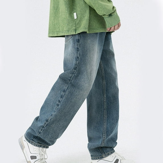 PEASKJP Men's Jeans Big and Tall Men's Regular Fit Stretch Bootcut Jean (Blue,38)