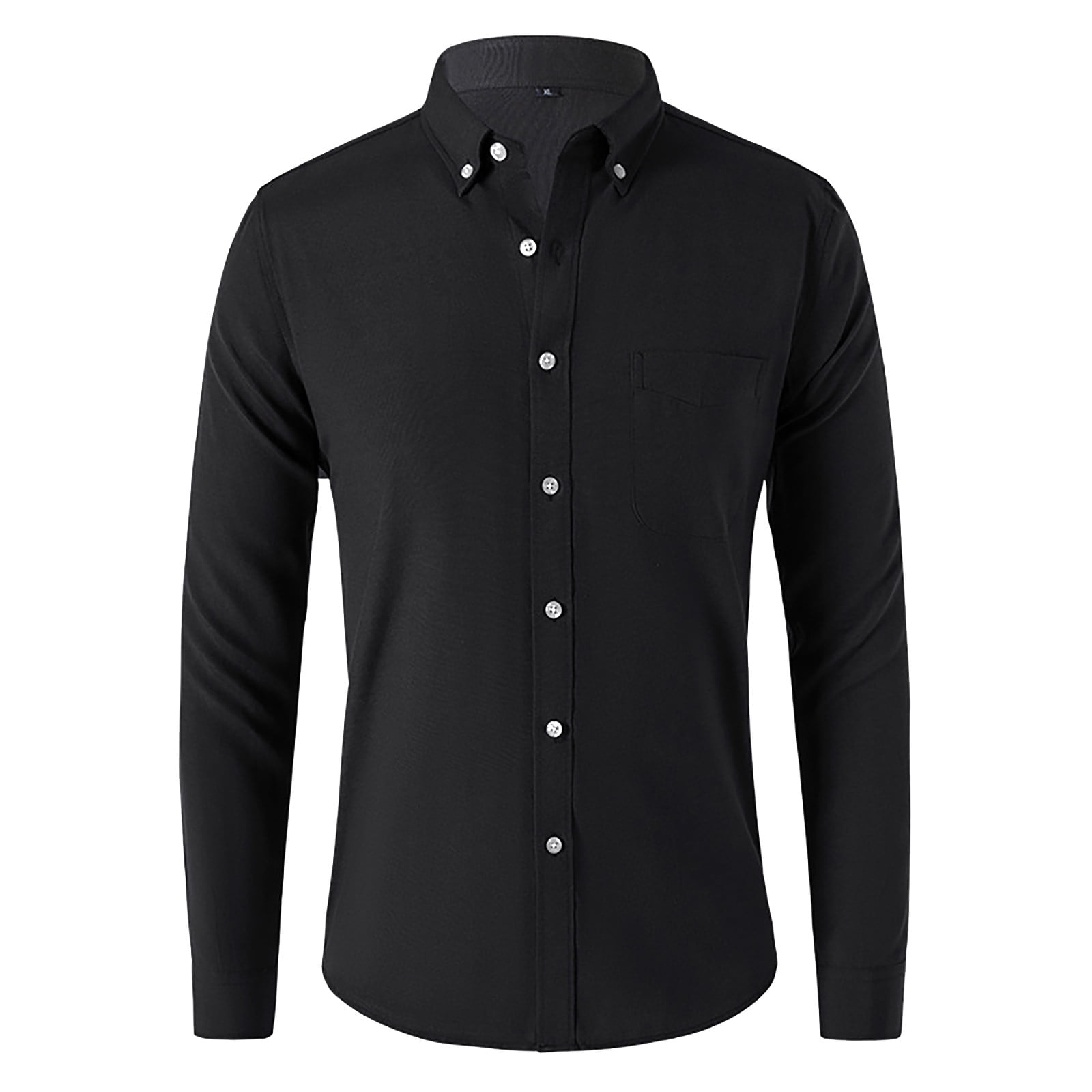PEASKJP Men's Linen Shirt Long Sleeve Stretch Free Casual Button Down