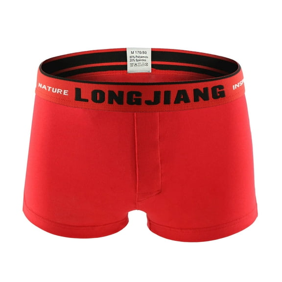 PEASKJP Men's Panties Men's Underwear - Second Skin Boxer Brief with Contour Pouch and Longer (Red,XL)