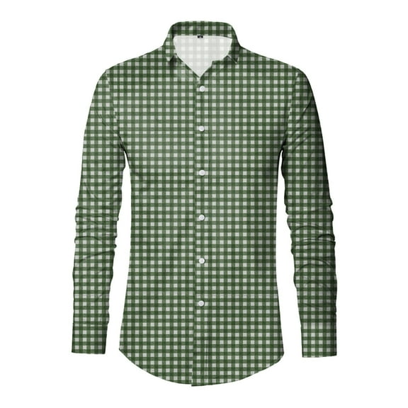 PEASKJP Men's Shirts Print Mens Casual Long Sleeve Button Down Shirts Shirt (Green,M)