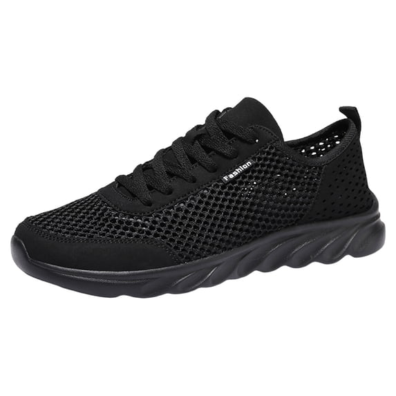 PEASKJP Men's Shoes Mesh Breathable Lightweight Non Slip Lace Up Hiking Gym Sports Training Shoes Black 41