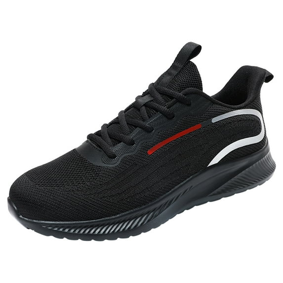 PEASKJP Men's Shoes Mesh Performance Non Slip Lace Up Hiking Gym Running Sneakers Black 43