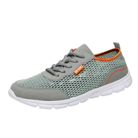 PEASKJP Men's Shoes Outdoor Sports Shoes Ventilated Anti-Slip Comfort Lightweight Mesh Relaxed Fit Sneakers Grey 44