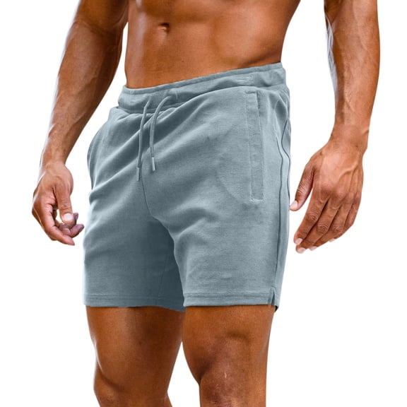 PEASKJP Men's Shorts Casual Elastic Waist Drawstring Lightweight Summer Beach Shorts (Blue,XXL)