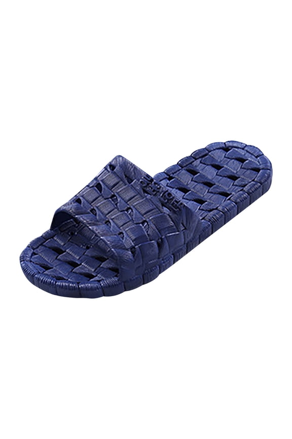 Men's Slide Sandals Non-Slip Pillow Sandals Open Toe Shower Shoes Waterproof Slip On Sandals Dark Blue 45