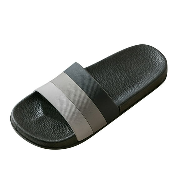 PEASKJP Men's Slides Non-Slip Slides Open Toe Shower Shoes Men’s Tunnel Slide Sandal Black 42