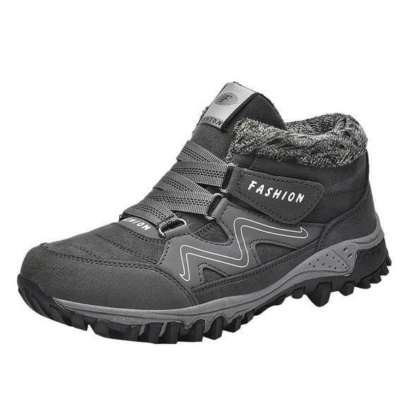 PEASKJP Men's Snow Boots Fashion Men Hiking Boot Warm Ankle Booties Anti-slip Cold Weather Shoes (Grey,11)