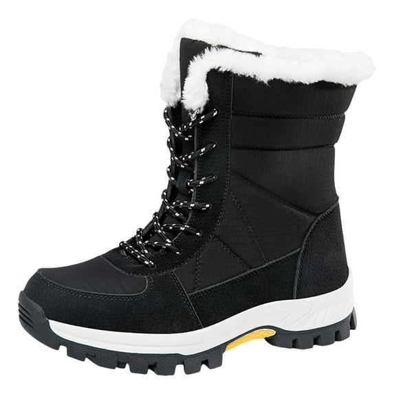 PEASKJP Men's Snow Boots Men's Warm Snow Boots Winter Shoes Anti-Slip Lightweight Ankle Boot (Black,10)