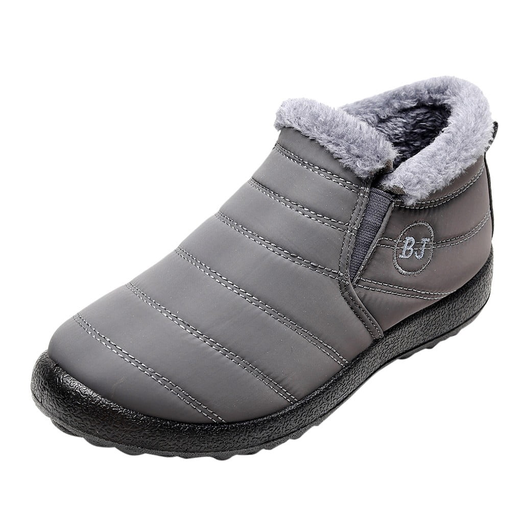 PEASKJP Men's Snow Boots Mens Snow Boots Winter Boots Work Casual Outdoor Boots Anti Slip Hiking Shoes (Grey,12)