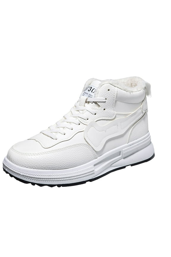 Men's Snow Boots Wide Width Men's Warm Snow Boots Winter Shoes Cold-Weather Warm Lightweight Walking Boots (White,10.5)