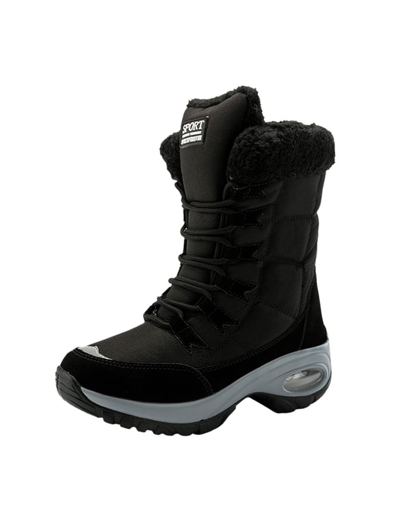 Men's Snow Boots Wide Width Mens Casual Shoes Slip On Oxford Comfortable Non-Slip Winter Shoes Snow Footwear for Male Climbing (Black,10)