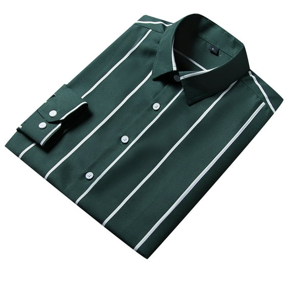 PEASKJP Men's Workout Shirts Men's Dress Shirt Button Down Long Sleeve Casual Shirt Tops (Green,5XL)