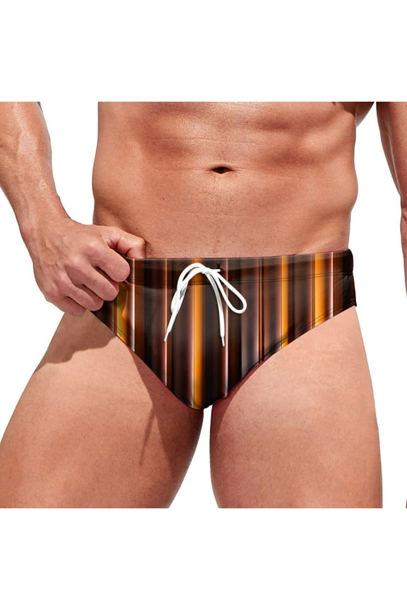 Mens Bikini Swimwear Low Rise Swim Briefs Solid Bathing Suit Swimsuit with Elastic Drawstring (Brown,XXL)