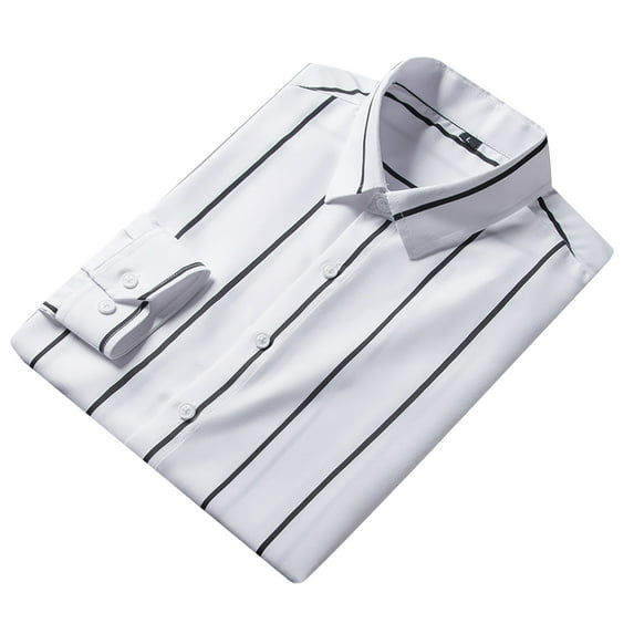 PEASKJP Mens Button Down Shirts Men's Shirt Long Sleeve Casual Button Down Shirts (White,L)