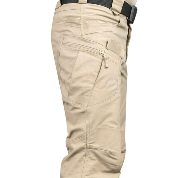 PEASKJP Mens Cargo Pants with Pockets Camo Pants for Men Classic Relaxed Fit Cargo Pant Multi Pocket Outdoor Pants (Beige,3XL)