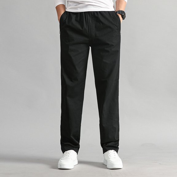 PEASKJP Mens Cargo Pants with Pockets Men's Performance Utility Ripstop Cargo Work Pant (Black,L)