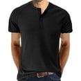 thumbnail image 1 of PEASKJP Mens Casual Henley Shirts Short Sleeve Athletic Workout Shirt Gym Muscle Slim Fit Basic Tops (Black,L), 1 of 6