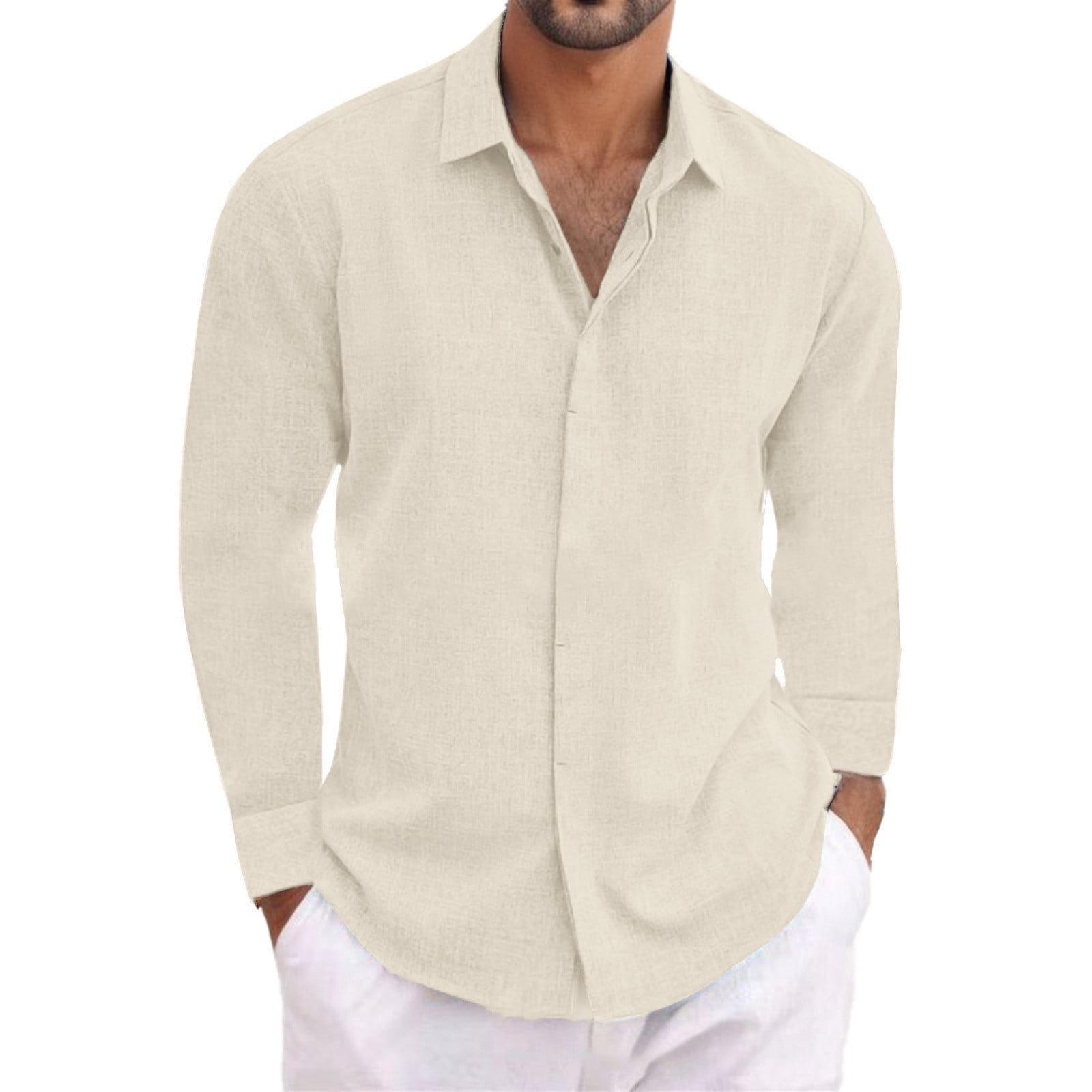 PEASKJP Mens Dress Shirt Men's Casual Long Sleeve Button Down Shirt ...