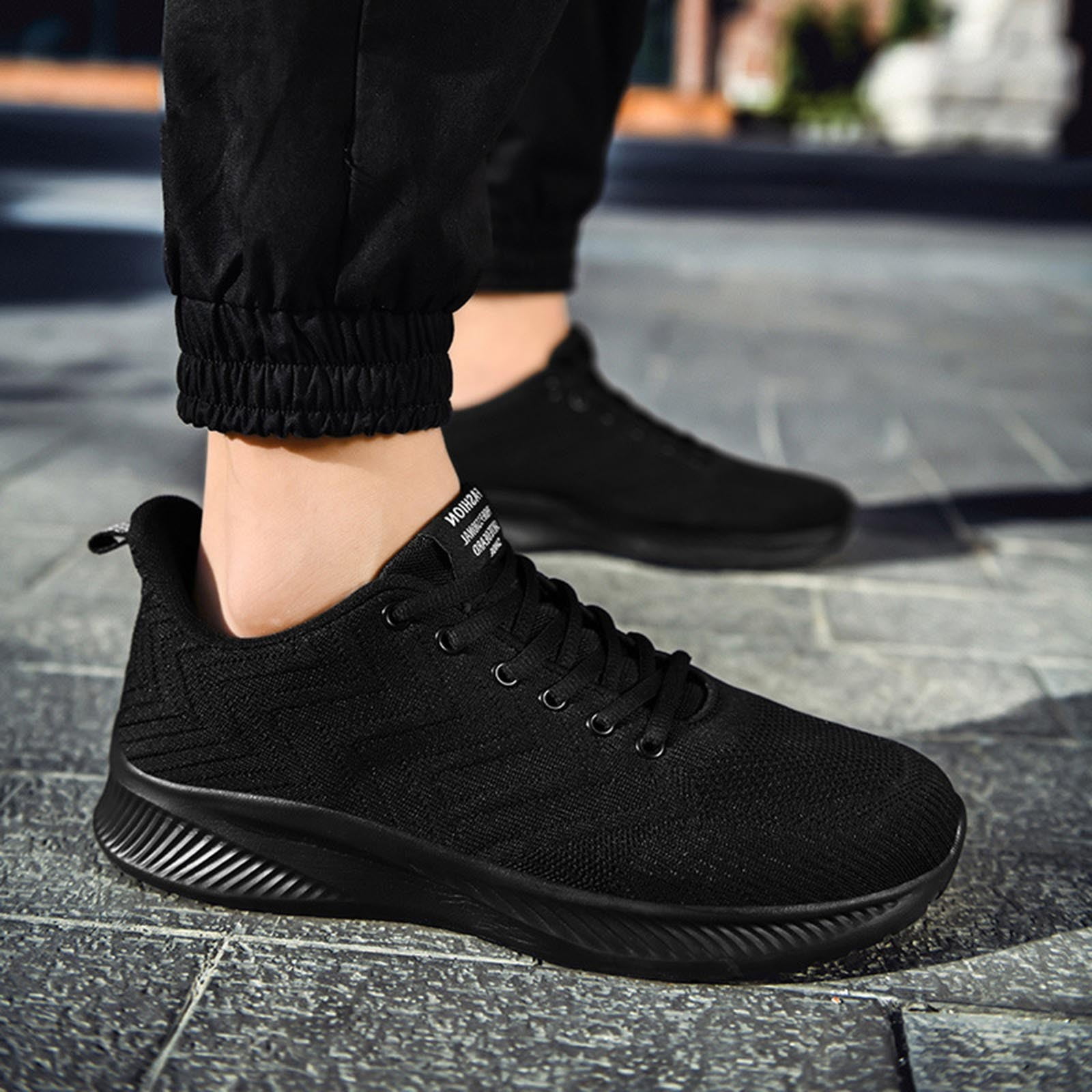 PEASKJP Mens Dress Shoes Men's Soft Non Slip Wide Width Sneaker Shoes  Walking Shoe Black 8.5