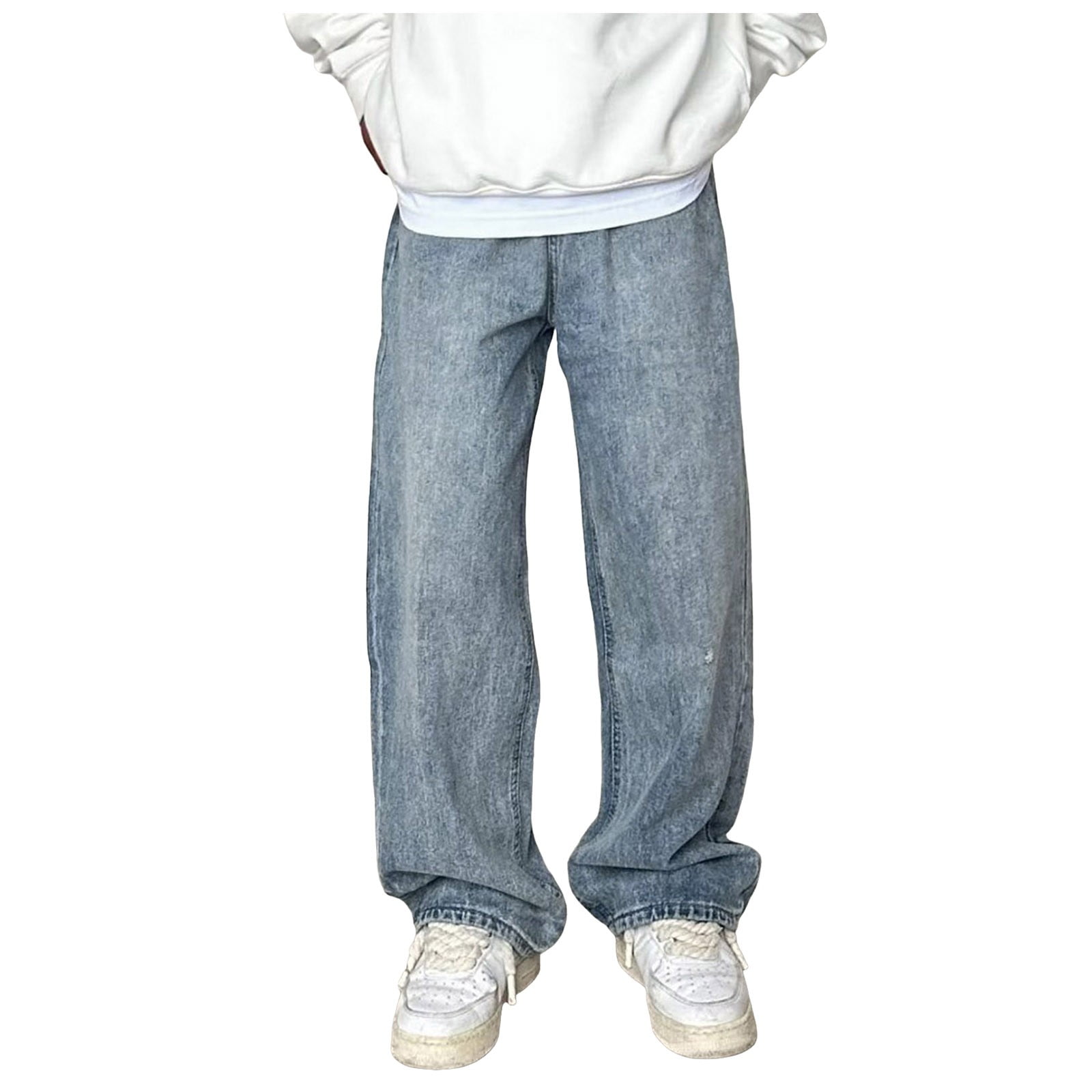 Men's Loose Fit High-Stretch Straight Jeans – Relaxed Comfort, Effortless Style