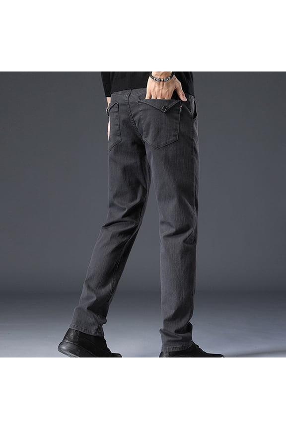 Mens Jeans Slim Fit Men's Straight-Fit Stretch Jean (Grey,30)
