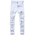 thumbnail image 1 of PEASKJP Mens Jeans Straight Fit Men's Slim Fit Ripped Distressed Stretch Jeans Pants (White,36), 1 of 5