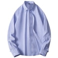 thumbnail image 1 of PEASKJP Mens Long Sleeve Button Down Shirts Mens Long Sleeve Button up Shirts Tops Spread Winter T Shirt (Blue,L), 1 of 2