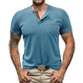 thumbnail image 1 of PEASKJP Mens Muscle Slim Henley Shirts Crewneck T-Shirt Gym Workout Athletic Shirt Tees with Button (BU2,XL), 1 of 6