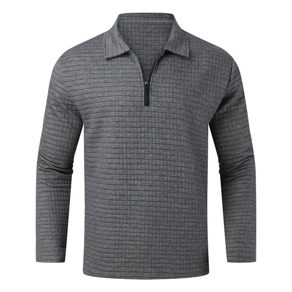 PEASKJP Mens Polo Mens Winter Polo Shirts Men's Long Sleeve Casual Golf Polo Shirt Tops (Grey,S)
