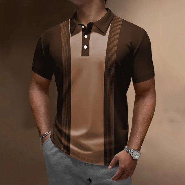 PEASKJP Mens Polo Shirt Men's Muscle T Shirts Stretch Short Sleeve Workout Tee Casual Slim Fit Polo Shirt (Khaki,3XL)