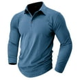 thumbnail image 1 of PEASKJP Mens Polo Shirts Long Sleeve for Winter Mens Polos Long Sleeve Men's Big and Tall Classic Fit Long Sleeve Polo (Blue,XXL), 1 of 5