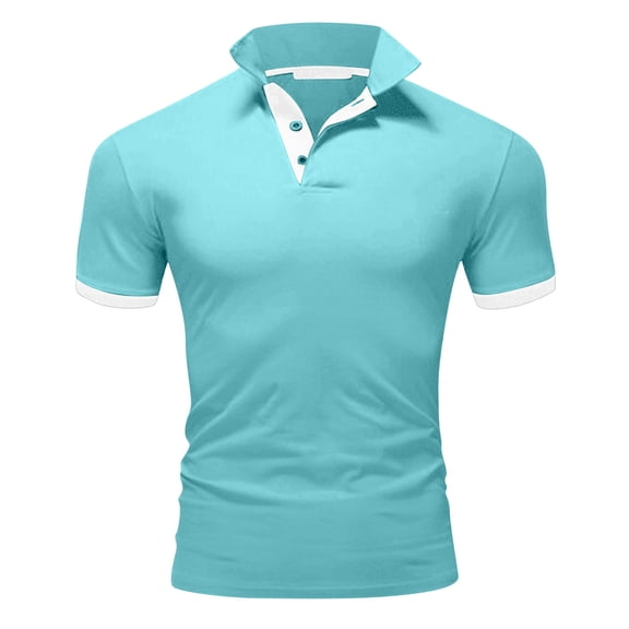 PEASKJP Mens Polo Shirts Short Sleeve Big And Tall Mens Golf Shirt Short Sleeve Moisture Wicking Performance Solid Casual Pique Golf Polo Shirts for Men (Light Blue,7XL)