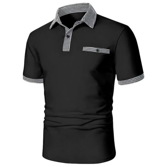 PEASKJP Mens Polo Shirts Short Sleeve Sport Men's Polo Shirt, Men's Cool DRI Moisture-Wicking Performance Polo Shirt, Knit Performance Polo Shirt (Black,3XL)