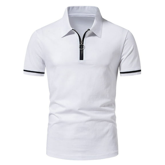 PEASKJP Mens Polos Mens Polo Shirts Short Sleeve Regular Fit Fashion Designed Shirt for Summer Tops (White,XL)
