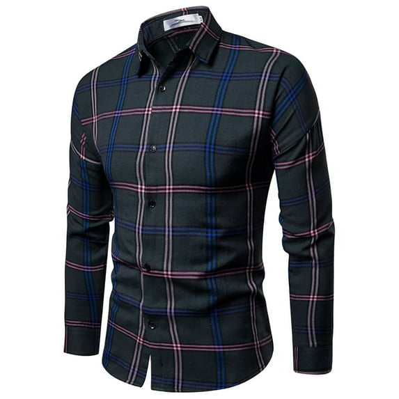 PEASKJP Mens Shirts Mens Flannel Shirts Long Sleeve Button Down Shirt with Pocket Casual Shirts Work Shirts for Men,Green XXL