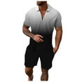 thumbnail image 1 of PEASKJP Mens Short Sets 2 Piece Outfits Polo Shirt Fashion Summer Tracksuits Casual Set Short Sleeve and Shorts Set for Men (Black,XXL), 1 of 4