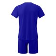 thumbnail image 1 of PEASKJP Mens' Short Sets Men's Outfit 2 Piece Tracksuit Short Sleeve Shirt and Drawstring Waist Pants with Pockets (Blue,4XL), 1 of 4