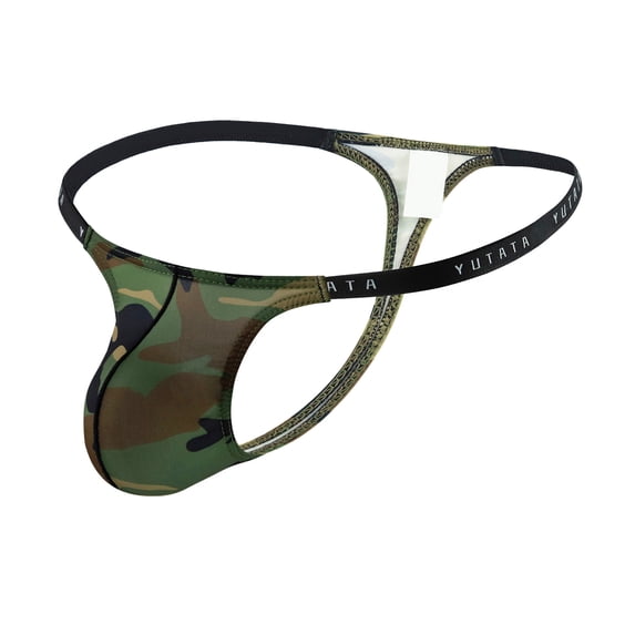 PEASKJP Mens Silk Thong Underwear Quick Dry Low Waist Tagless Lingerie Bikini Underwear Underwear Army Green M