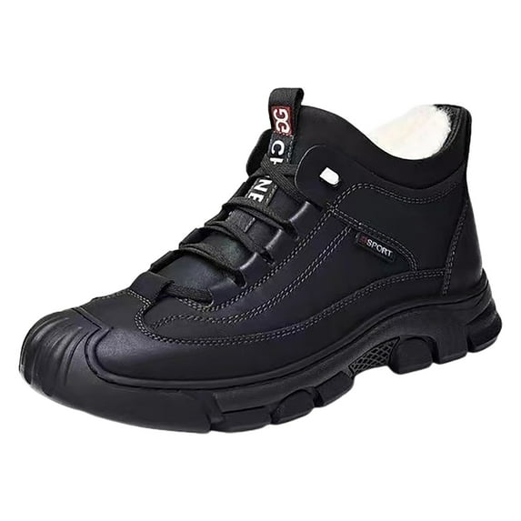 PEASKJP Mens Snow Boots Fashion Men's Warm Snow Boots Winter Shoes Boot for Men Work Office Dress Outdoor Shoes (Black,10.5)